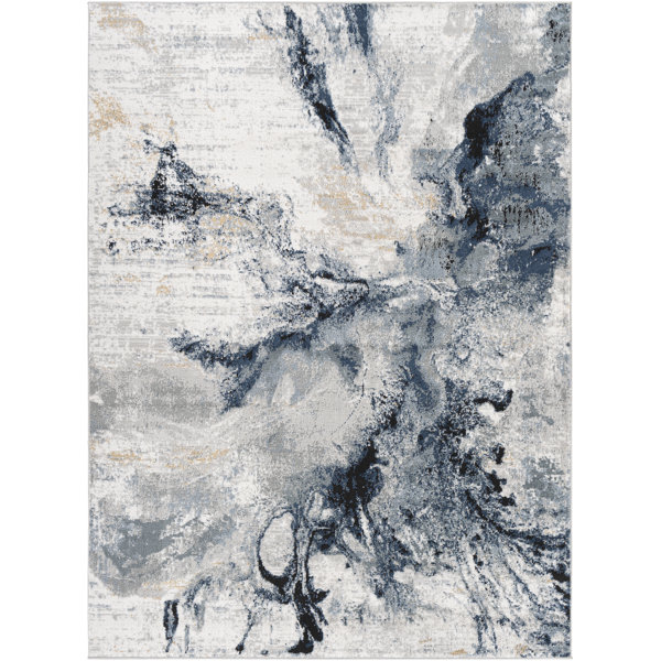 Wade Logan® Dittmer Abstract Navy/Ivory Area Rug & Reviews Wayfair